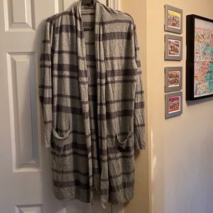 Like New, Gray Striped, Merona Duster Cardigan- Size Large